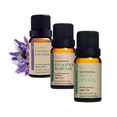 Imagem de Kit 3 Óleo Essencial Lavanda Eucalipto Menta Via Aroma