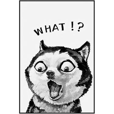 Imagem de Decoração Animal Minimalista Moderna Pintura Cachorro Gato Preto E Branco Divertido Criativo Sala De Estar Quarto Pendurado Pintura Pet Shop Mural Vs Murais De Animais, 5, 40 * 60blackborder