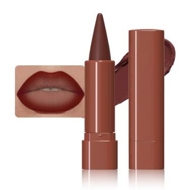 Imagem de BINGBRUSH Conjunto de delineador labial e batom gradiente 2 em 1, lápis labial fosco à prova d'água com ponta de cone, giz de cera à prova de manchas para contorno ombré impecável, conjunto de