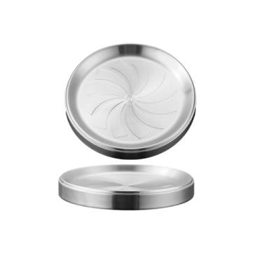 Imagem de Prato de camada dupla de sobreposição de aço inoxidável acompanhamentos requintados comerciais - prata 26 cm