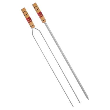 Imagem de Espetos para Churrasco 85cm Cromado com Cabo de Madeira – Lâmina 72cm | Cabo Resistente ao Calor, Não Esquenta | Ideal para Carnes, Linguiça, Legumes | Profissional e Doméstico (KIT 2 (1RETO+1DUPLO))
