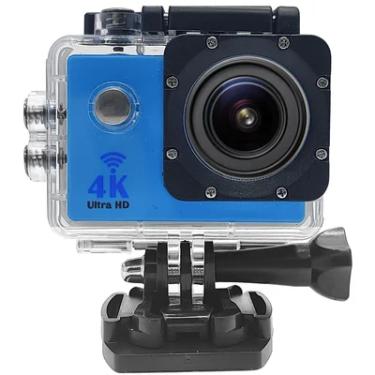 Imagem de Câmera De Ação 4k Ultra Hd Azul, Wi-fi, Resistente Á Água Até 30m, 16mp, 170° De Ângulo...