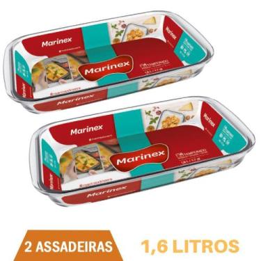 Imagem de Assadeira Retangular De Vidro 1,6L  Refratário Marinex - 2Un - NADIR F