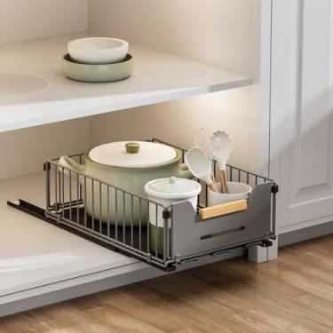 Imagem de Organizador de armário removível, gavetas deslizantes para armários, descasque e cole, prateleiras resistentes para cozinha, armário, despensa, banheiro, curto - cinza