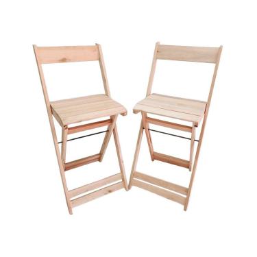 Imagem de Conjunto Com 2 Banquetas Dobráveis Em Eucalipto Natural