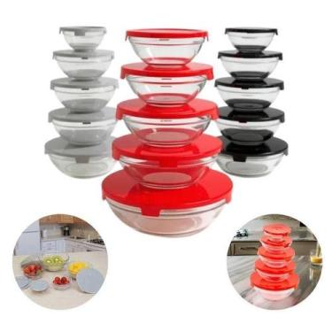 Imagem de Jogo 5 Potes De Vidro C/Tampa 120Ml/200Ml/330Ml/450Ml/900Ml - Thika