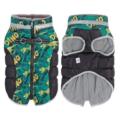Imagem de Casaco de inverno impermeável para cães com arnês, jaqueta refletiva quente para cães com zíper para clima frio, roupa de neve para cães pequenos, médios e grandes YRFN03S