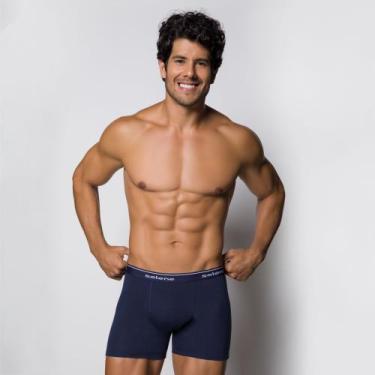 Imagem de Kit c/ 2 Cuecas Boxer Em Algodão Selene 11450, EG, Preto e azul marinh