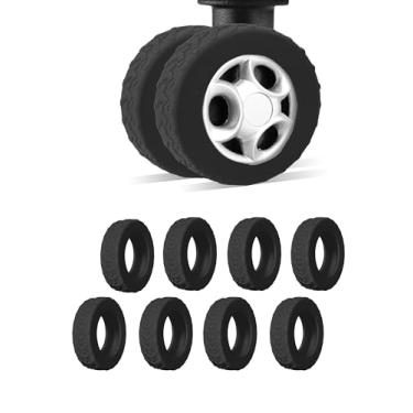 Imagem de 8 peças de capas de roda de bagagem, capas de roda de silicone para bagagem, malas de mão de 5 a 6 cm ou rodízio de cadeira de escritório, design resistente a arranhões e redução de ruído, acessórios