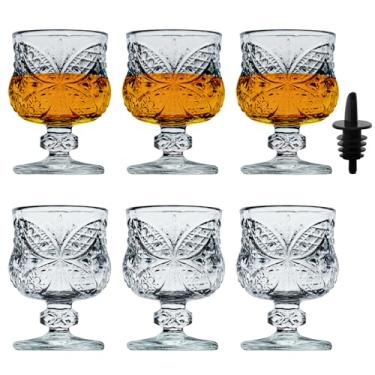 Imagem de REUJIHXY Copos cordiais, 50 ml, copos de shot, copos de shot com haste/tequila, copos de xerez, estilo clássico, copos de shot super fofos (6, pequeno 50 g)