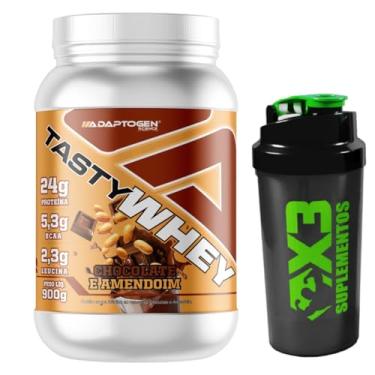 Imagem de Tasty Whey 3W Sabor Chocolate e Amendoim 900g - Adaptogen Science + Coqueteleira 600ml - X3 Suplementos