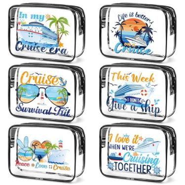 Imagem de Bolsas de maquiagem transparentes Falueqg Cruise  6 peças Cruise Ship 