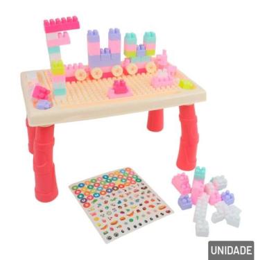 Imagem de Mesa com Blocos de Montar 80 Peças Mega Inblox - Tudo em Caixa