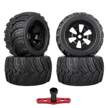 Imagem de 4Pcs GoHobby Pre-Glued 1/8 Truck Tires and Wheels - 17mm Hex - Compatible with Traxxas Maxx, T-maxx, E-Revo, Arrma Kraton, Redcat Kaiju, JLB Cheetah, and More