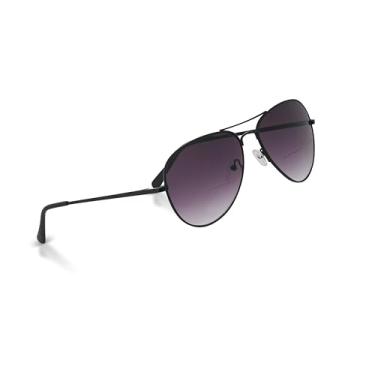 Imagem de In Style Eyes Óculos de sol de leitura bifocais C Moore – Óculos trapaceiros estilo aviador com armação metálica – Lentes não polarizadas – Preto – 3,25x