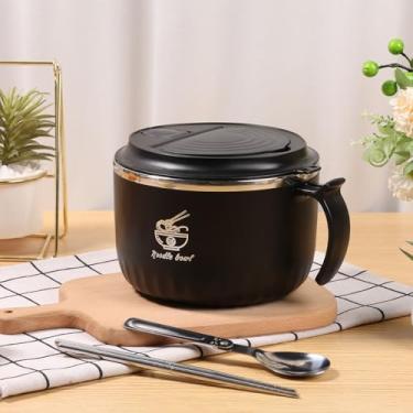 Imagem de DJAPWPX - Conjunto de tigelas de ramen, tigela de ramen de 1600 ml para micro-ondas com colher de emenda e pauzinhos dobráveis, tigela multiuso para panela de ramen multiuso com tampa para escritório