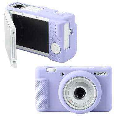 Imagem de Leayjeen Capa protetora de silicone compatível com câmera Sony Black Card ZV1-F, ZV1M2 ZV1F, capa macia de silicone protetora, com capa de lente removível (roxo lilás)