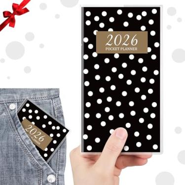 Imagem de ReliThick Calendário de bolso 2026 para bolsa, agenda mensal pequena para mulheres, agenda semanal prática de bolso, diário, presente de Natal e ano novo, irmãs amigas e mulheres (vertical, bolinhas