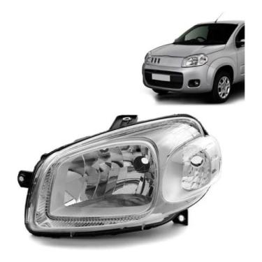 Imagem de Farol Cromado Uno Vivace 2011 a 2014 e Fiorino 2011 a 2021 Lado Direito Motorista Substituição Automotiva Encaixe Preciso Durável Acabamento Cromado Moderno