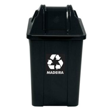 Imagem de Lixeira Basculante 60 Litros c/ Adesivo Descarte Coleta Seletiva Preta JSN