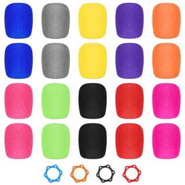 Imagem de YBEATY 20 peças capa de microfone de espuma grossa para microfone de palco portátil para-brisas capa de microfone reutilizável filtro de microfone colorido para a maioria dos microfones de mão karaokê