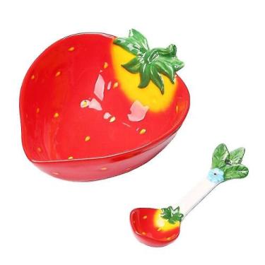 Imagem de Conjunto de tigela de sobremesa e colher, desenho animado, em forma de