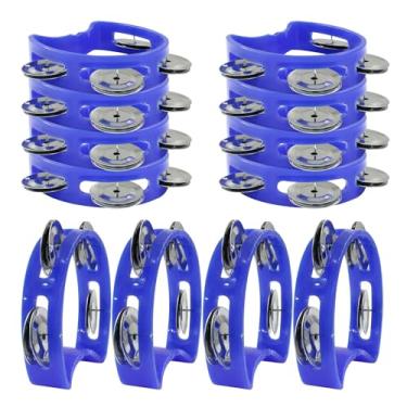 Imagem de Moicstiy 12 pandeiros de percussão de plástico, pequena pandeiro portátil de percussão a granel (azul)