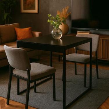 Imagem de Mesa de Jantar Quadrada Industrial Salt Lake Carvalho e Preta 80x80 cm