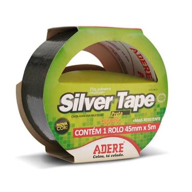 Imagem de Fita adesiva multiuso Silver Tape preta 45mm x 5m Adere