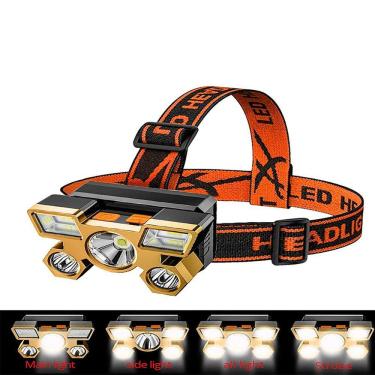 Imagem de Lanterna de Cabeça 5 LED´s Super Forte Recarregável Resistente A Água Carregamento via USB - Sml