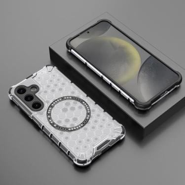 Imagem de HJZSZX Para Samsung S24Plus Magnetic Mesh 2 em 1 Capa de telefone à prova de choque Antiderrapante Capa traseira fosca (para Samsung S24Plus/transparente)