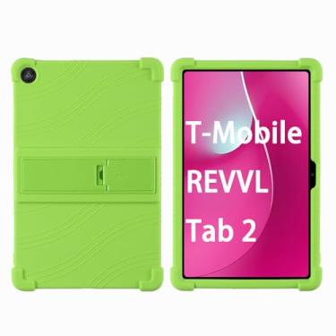 Imagem de Kwamaz Capa para Revvl Tab 2 (2025), capa infantil de silicone macio para tablet Tmobile Revvl Tab 2, com suporte (verde)