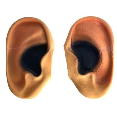 Imagem de Orelhão de Látex p/ Fantasia Carnaval 15x16cm Bege/Vermelho