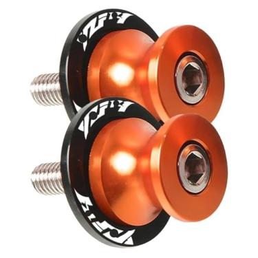 Imagem de BYYINGSUS Carretéis de braço oscilante de alumínio para motocicleta, parafuso de suporte deslizante compatível com R1 YZF-R1 YZFR1 1998-2011 2012 2013 2014 2015 2016 2017 (6 mm laranja)