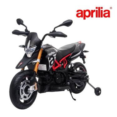 Imagem de Mini Moto Elétrica Licenciada Aprilia Dorsoduro 900 Preta 12V BW234PT Velocidade Máxima 5km/h Luz Som Peso Máximo 25kg