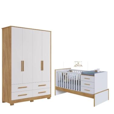 Imagem de Quarto Completo Bebe Moveis Peroba Berço Multifuncional Charlo MDF