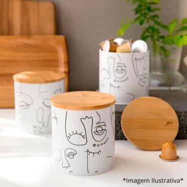 Imagem de Pote Porta Mantimentos Hermético Metal Line Art Branco 900ml - Yoi