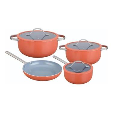 Imagem de Jogo Panelas Indução Revesstimento Cerâmico 4 Pecas Berlin Laranja - c