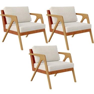 Imagem de Kit 03 Poltronas Decorativas Sala Estar Pietra L02 material sintético 