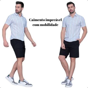 Imagem de Bermuda Masculina Jogger Sarja Com Elastano Cordão Ajustável Bolsos Fu