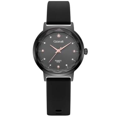 Imagem de RUYEOOK Relógio feminino de quartzo, mostrador de cristal, impermeável, pulseira de silicone, relógio de pulso esportivo analógico casual para estudantes de enfermagem, G706-preto, Casual