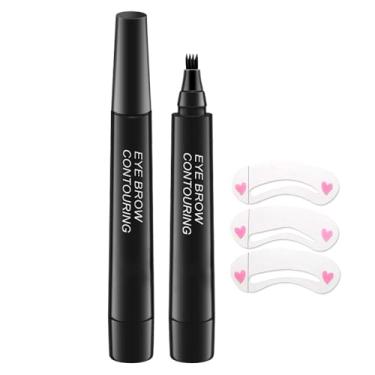 Imagem de BINGBRUSH Lápis de tinta de sobrancelha da Brow Stylist - Micro caneta de sobrancelha de 4 pontas Lift & Snatch 2 kits de canetas de sobrancelha com 3 estêncil de sobrancelha de longa duração à prova