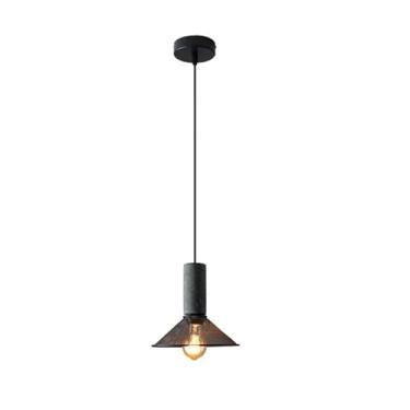 Imagem de Lustre moderno industrial de concreto, luminária pendente vazada de malha metálica, luminária pendente vintage, luminária de teto para quarto, restaurante, bar, loja de roupas