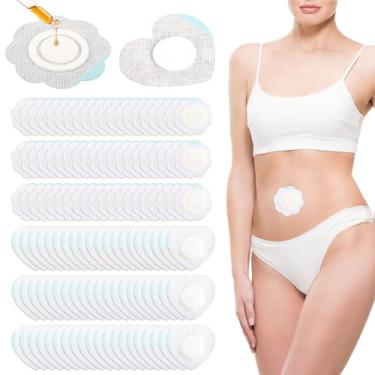 Imagem de 120 peças de adesivos de óleo de rícino, pacote de óleo de rícino de flor de coração e ameixa, autoadesivo, impermeável, tecido spunlace para mulheres (óleos não incluídos)