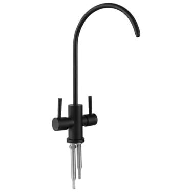 Imagem de Genpe 304SUS Torneira de aço inoxidável com filtro de 2 vias para pia de barra de cozinha torneira de osmose reversa Ro filtro de água (preto fosco)