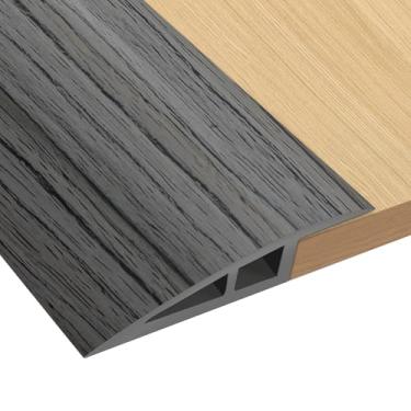 Imagem de Faixa de transição de piso de vinil para porta autoadesiva 183 cm, limiares para portas, tiras de transição redutoras de borda para porta/chão (grão de madeira cinza escuro)