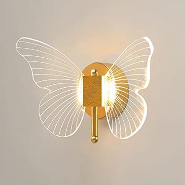 Imagem de Luminária de parede borboleta LED dourada, luminária de parede interna, luminária de cabeceira para quarto, luminárias nórdicas de parede para sala de estar, decoração para casa, luzes de ca