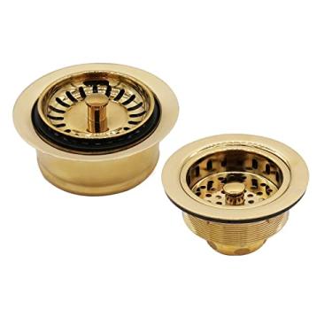 Imagem de Westbrass CO2196S-01 Pacote Combo de 8,8 cm Estilo de Haste Grande Cesto Extra Profundo Colarinho de Cozinha Descarte de Resíduos com Rolha de Coador, Latão Polido