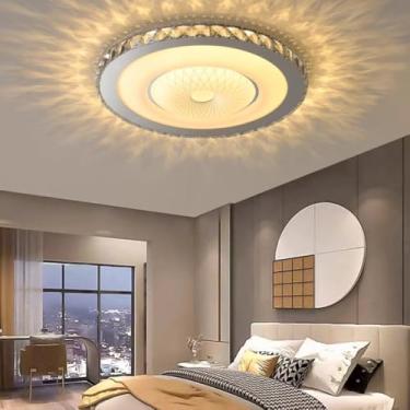 Imagem de Luminária de teto LED Luz de teto de cristal regulável com controle remoto 3000K-6000K Luz de teto Abajur de acrílico Cor/brilho ajustável Sala de jantar Quarto Cozinha Interior (56CM (36W))