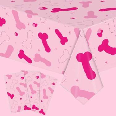 Imagem de Kafolix 3 peças de toalha de mesa de despedida de solteira – capas de mesa de plástico descartáveis de 137 x 272 cm com estampa divertida para despedida de solteira, saída à noite das meninas, chá de